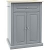 Gray Kitchen Cart, Rolling Island with Drawer, Adjustable Shelf & 2 Towel Racks