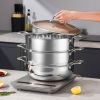 SOGA 3-Tier 30cm Heavy-Duty Stainless Steel Food Steamer â€“ Stackable Vegetable Pot with Glass Lid, Multi-Layer Pan Insert for Healthy Cooking