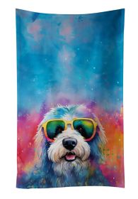 Old English Sheepdog Hippie Dawg Kitchen Towel Dish Cloths Guest Hand Towel Decorative Bathroom Towel for Face,Tea, Dishcloth, Kitchen and Bath