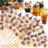100Pcs Halloween Cocktail Picks 5 Style Cute Pumpkin Monster Design Decorative Toothpicks for Appetizers Sandwich Cupcake Dessert Fruit 5 Inch Bamboo