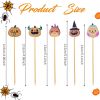100Pcs Halloween Cocktail Picks 5 Style Cute Pumpkin Monster Design Decorative Toothpicks for Appetizers Sandwich Cupcake Dessert Fruit 5 Inch Bamboo