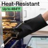 BPA-Free Soft Silicone Oven Mitts, Heat Resistant and Waterproof Cooking Safety Gloves, Thick Cotton Lining, Flexible Gripping, Kitchen Potholders Set