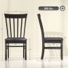 Wooden Dining Chairs Set of 2, Farmhouse Upholstered Kitchen Chairs with Rubber Wood Frame, Black and Gray