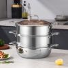 SOGA 3-Tier 30cm Heavy-Duty Stainless Steel Food Steamer â€“ Stackable Vegetable Pot with Glass Lid, Multi-Layer Pan Insert for Healthy Cooking