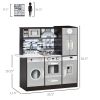 Brown Wooden Kids Kitchen Playset | Interactive Washing Machine and Water Dispenser