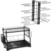 8 Tier Pot and Pan Organizer Rack for Cabinet With 3 DIY Methods, Adjustable Organizer for Pots, Pans and Lids with Utensil Holders