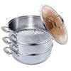 SOGA 3-Tier 30cm Heavy-Duty Stainless Steel Food Steamer â€“ Stackable Vegetable Pot with Glass Lid, Multi-Layer Pan Insert for Healthy Cooking