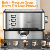 20Bar Home Coffee Maker-Semi-automatic coffee machine with milk frother, visual temperature and pressure display, 1350W power, 51mm powder hammer