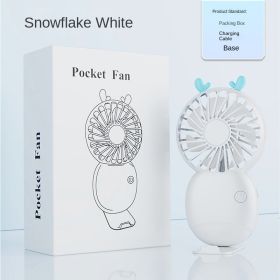 USB mini fan cartoon handheld fan portable desktop charging home electric fan gift (Dimensions: 138*78*28mm, Color: Pocket Generation 6-[White Deer]])